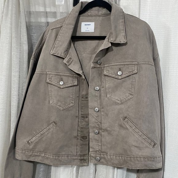 OLD NAVY CROPPED BROWN JEAN JACKET FOR WOMEN - Picture 1 of 4